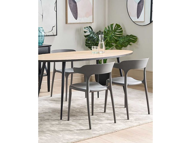 Set van 4 lichtgrijze eetkamerstoelen - afbeelding 2 van  4