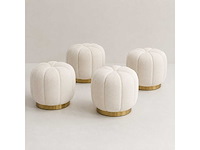 Set van 4 lotus pouf - licht beige krulwol ca1 45 cm x 45 cm