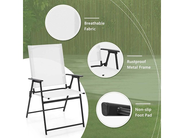 Set van 4 opvouwbare tuinstoelen, tuinstoelen - afbeelding 4 van  8