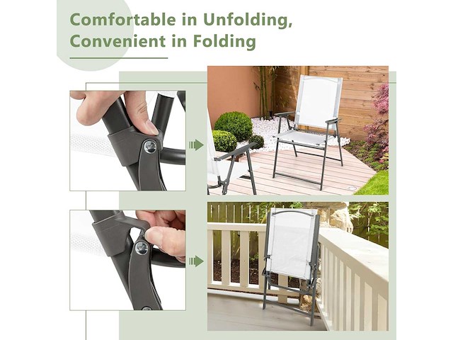 Set van 4 opvouwbare tuinstoelen, tuinstoelen - afbeelding 5 van  8