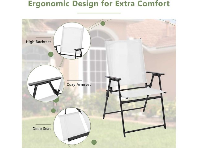 Set van 4 opvouwbare tuinstoelen, tuinstoelen - afbeelding 6 van  8