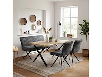 Set van 4 porto draaibare eetkamerstoelen, houtskoolfluweel bekleding - afbeelding 1 van  7