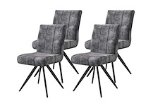 Set van 4 porto draaibare eetkamerstoelen, houtskoolfluweel bekleding - afbeelding 2 van  7