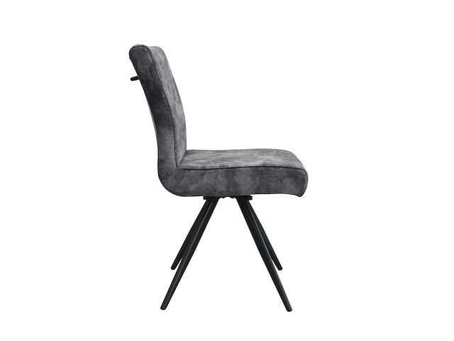 Set van 4 porto draaibare eetkamerstoelen, houtskoolfluweel bekleding - afbeelding 5 van  7