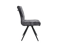 Set van 4 porto draaibare eetkamerstoelen, houtskoolfluweel bekleding - afbeelding 5 van  7