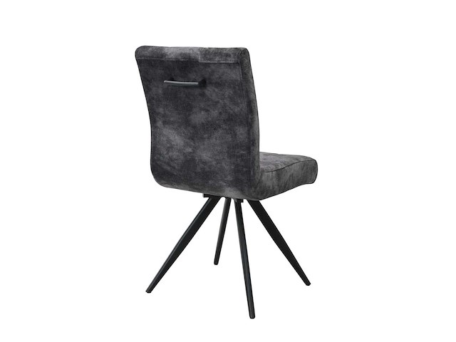 Set van 4 porto draaibare eetkamerstoelen, houtskoolfluweel bekleding - afbeelding 6 van  7