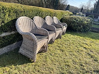 Set van 4 rieten stoelen met kussen (gebruikt)