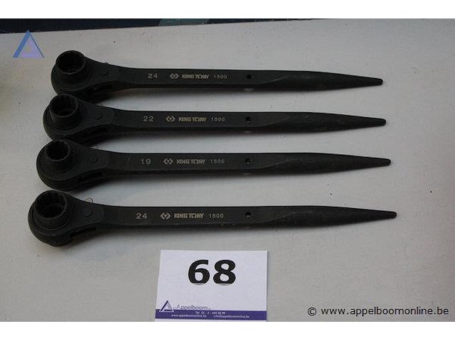 Set van 4 ringsleutels - king tony - 19, 22, 24 mm - afbeelding 1 van  2