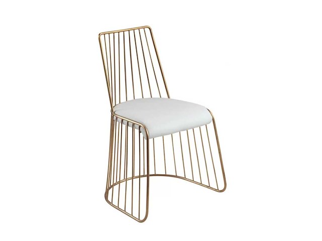 Set van 4 sluierstoelen met rugleuning - gouden structuur - echte leren stoelen - afbeelding 3 van  4
