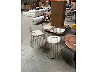 Set van 4 sluierstoelen met rugleuning - gouden structuur - echte leren stoelen - afbeelding 4 van  4