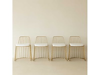 Set van 4 sluierstoelen met rugleuning - gouden structuur - echte leren stoelen - afbeelding 1 van  4