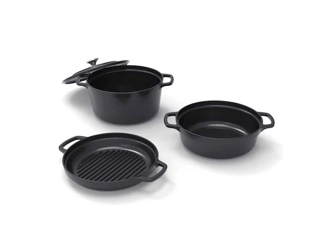 Set van 4 stapelbare gietijzeren ovenschaaltjes - zwart - brandt - afbeelding 4 van  7