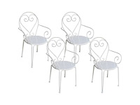 Set van 4 stapelbare smeedijzeren metalen tuinfauteuils - wit - afbeelding 2 van  3