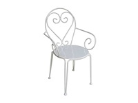 Set van 4 stapelbare smeedijzeren metalen tuinfauteuils - wit - afbeelding 3 van  3