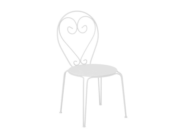 Set van 4 stapelbare smeedijzeren metalen tuinstoelen - wit - afbeelding 3 van  3