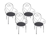 Set van 4 stapelbare tuinfauteuils van smeedijzer van metaal - anthraciet - afbeelding 1 van  2