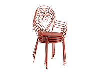 Set van 4 stapelbare tuinfauteuils van smeedijzeren metaal - terracotta - afbeelding 5 van  5
