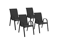 Set van 4 stapelbare tuinstoelen in zwart metaal en textielen - afbeelding 1 van  4