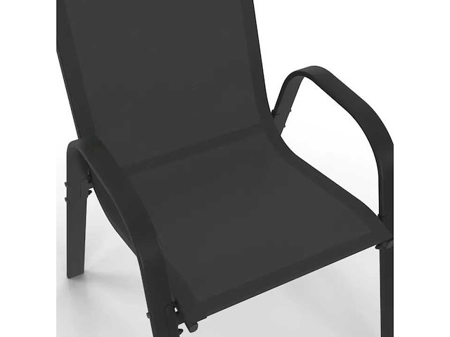 Set van 4 stapelbare tuinstoelen in zwart metaal en textielen - afbeelding 2 van  4