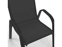 Set van 4 stapelbare tuinstoelen in zwart metaal en textielen - afbeelding 2 van  4