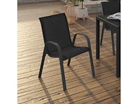 Set van 4 stapelbare tuinstoelen in zwart metaal en textielen - afbeelding 3 van  4