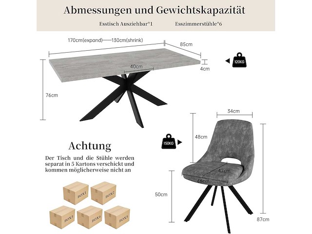 Set van 4 stoelen - (mix - 2 donkergrijs - 2 grijs) - afbeelding 2 van  5