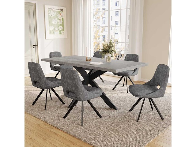 Set van 4 stoelen - (mix - 2 donkergrijs - 2 grijs) - afbeelding 3 van  5