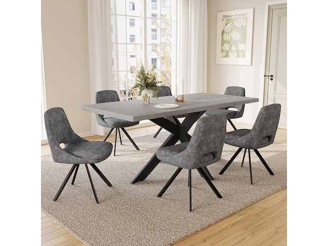 Set van 4 stoelen - (mix - 2 donkergrijs - 2 grijs) - afbeelding 4 van  5