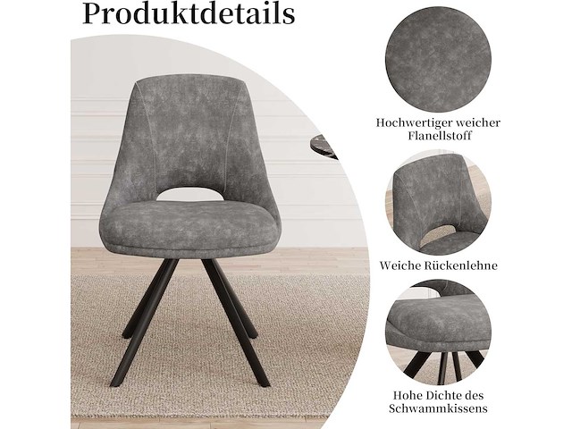 Set van 4 stoelen - (mix - 2 donkergrijs - 2 grijs) - afbeelding 5 van  5