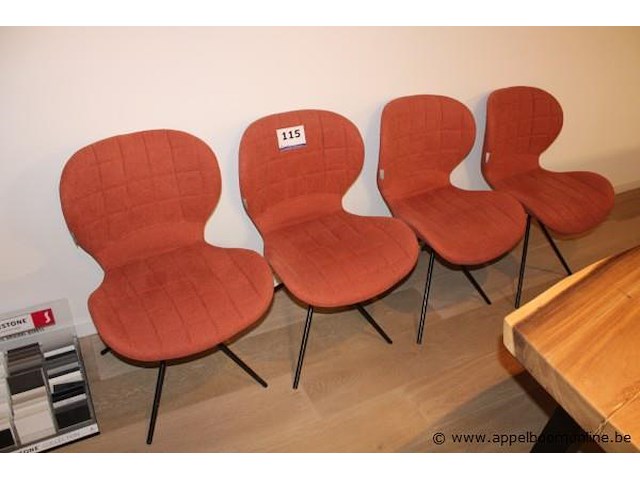 Set van 4 stoelen - rood, gestoffeerd - afbeelding 1 van  1
