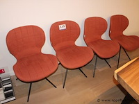 Set van 4 stoelen - rood, gestoffeerd - afbeelding 1 van  1