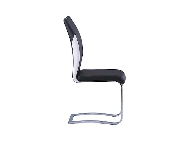 Set van 4 stoelen - zwart-wit imitatie - chroommetalen poten - afbeelding 4 van  5