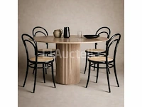 Set van 4 thonet-stoelen zwart hout - natuurlijke rotan zitting
