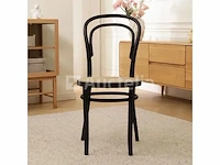 Set van 4 thonet-stoelen zwart hout - natuurlijke rotan zitting - afbeelding 3 van  7