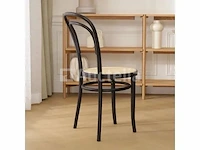 Set van 4 thonet-stoelen zwart hout - natuurlijke rotan zitting - afbeelding 4 van  7