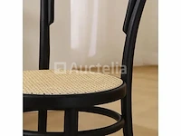 Set van 4 thonet-stoelen zwart hout - natuurlijke rotan zitting - afbeelding 5 van  7