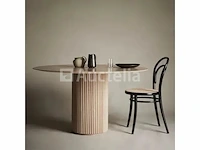 Set van 4 thonet-stoelen zwart hout - natuurlijke rotan zitting - afbeelding 6 van  7