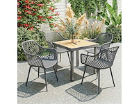 Set van 4 uv-bestendige plastic tuinstoelen met armleuning en rugleuning 56 x 51 x 84 cm donkergrijs - afbeelding 1 van  5