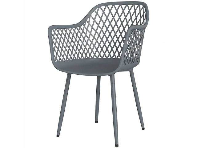 Set van 4 uv-bestendige plastic tuinstoelen met armleuning en rugleuning 56 x 51 x 84 cm donkergrijs - afbeelding 2 van  5