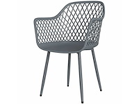 Set van 4 uv-bestendige plastic tuinstoelen met armleuning en rugleuning 56 x 51 x 84 cm donkergrijs - afbeelding 2 van  5