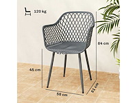 Set van 4 uv-bestendige plastic tuinstoelen met armleuning en rugleuning 56 x 51 x 84 cm donkergrijs - afbeelding 3 van  5
