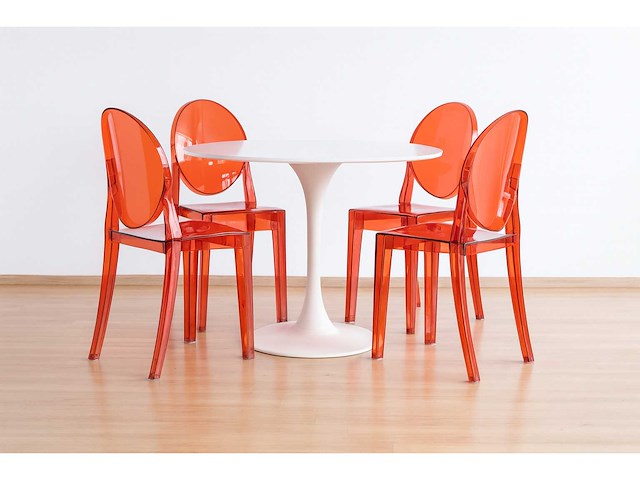 Set van 4 victoria ghost chairs - transparant rood (kartell-inspiratie) - afbeelding 1 van  4