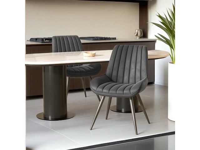 Set van 4 zware eetkamerstoelen - donkergrijs - afbeelding 1 van  6