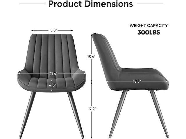 Set van 4 zware eetkamerstoelen - donkergrijs - afbeelding 3 van  6