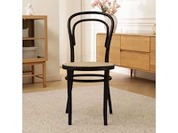 Set van 4 zwarte houten smedstoelen - natuurlijke rotan zitting (90 x 50 x 45 cm) - afbeelding 2 van  6