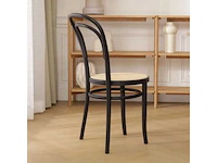 Set van 4 zwarte houten smedstoelen - natuurlijke rotan zitting (90 x 50 x 45 cm) - afbeelding 3 van  6