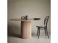 Set van 4 zwarte houten smedstoelen - natuurlijke rotan zitting (90 x 50 x 45 cm) - afbeelding 5 van  6