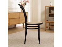 Set van 4 zwarte houten smedstoelen - natuurlijke rotan zitting (90 x 50 x 45 cm) - afbeelding 6 van  6