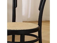 Set van 4 zwarte houten smedstoelen - natuurlijke rotan zitting (90 x 50 x 45 cm) - afbeelding 4 van  6