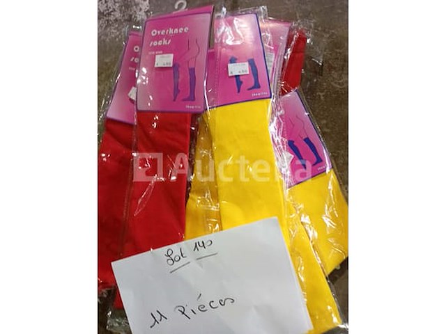 Set van 43 pakketten fluorescerende hoofdbanden en armbanden in verschillende kleuren set van 3 neonjurken - nieuw pak van 11 paar kniehoge sokken - nieuwe verschillende kleuren pak van 5 pakken opblaasbare decoratieve items - nieuw - afbeelding 1 van  5